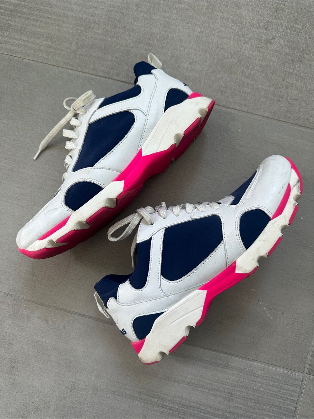Women’s Athletic Sneakers - Navy & White with Pink Accent JOSHUA’S UK 38